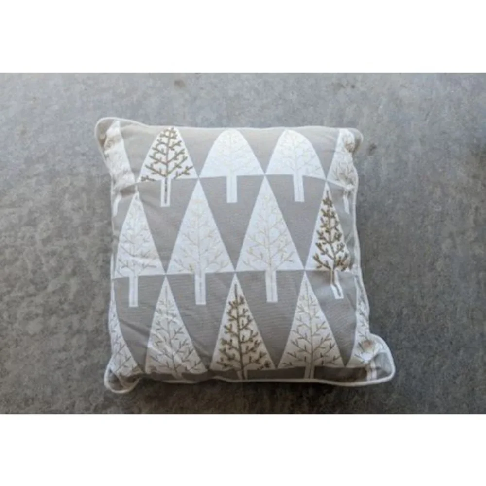Pier 1 Throw Pillows -Christmas Trees Gold/Gray/White - 16
